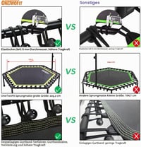 ONETWOFIT 122 cm Mini Trampoline Állítható Fogantyúval Fitness Trambulin 6