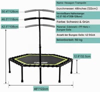 ONETWOFIT 122 cm Mini Trampoline Állítható Fogantyúval Fitness Trambulin 5