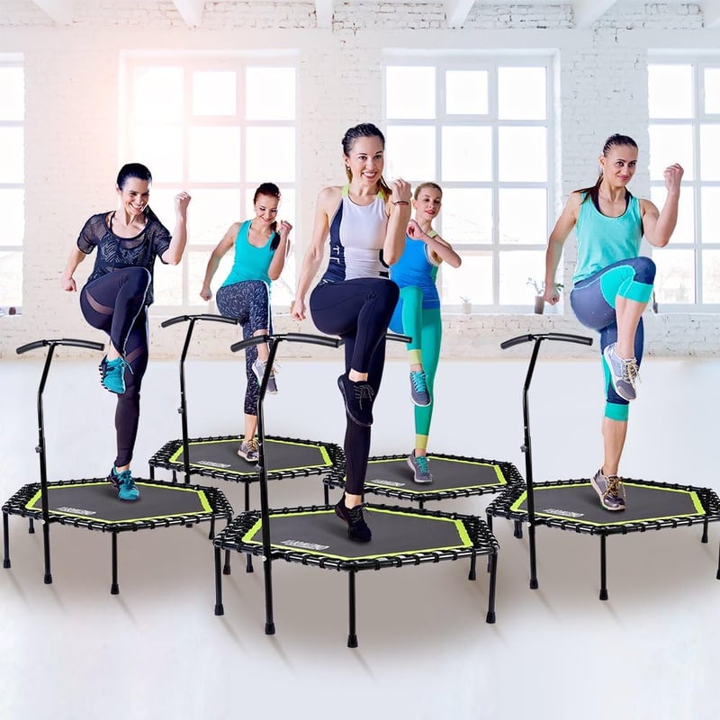 ONETWOFIT 122 cm Mini Trampoline Állítható Fogantyúval Fitness Trambulin