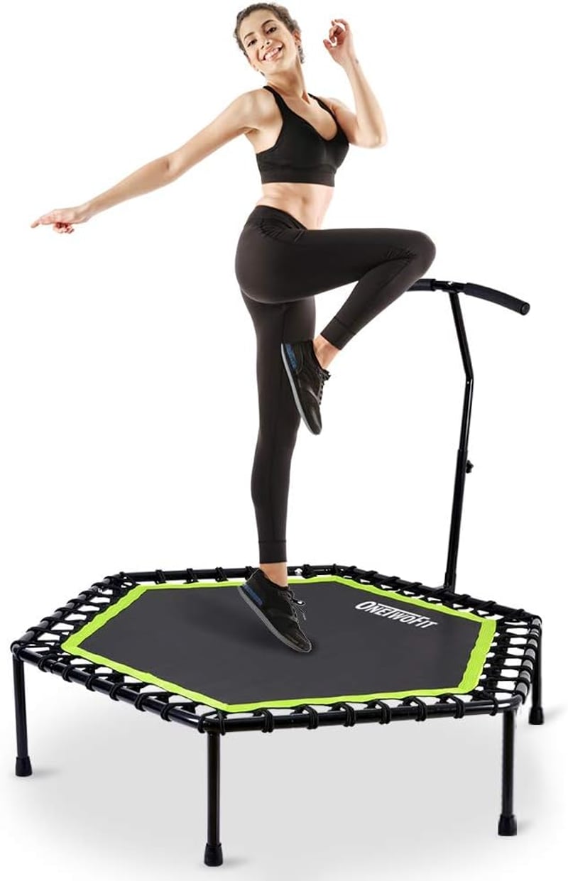 ONETWOFIT 122 cm Mini Trampoline Állítható Fogantyúval Fitness Trambulin