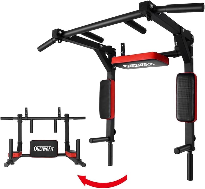 ONETWOFIT Falra szerelhető húzódzkodó bar, dip állvány, otthoni edzőgép 440 kg terhelhetőség - black