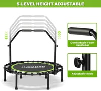ONETWOFIT összecsukható fitness trampolin felnőtteknek, 101-114cm, csendes edzés 4