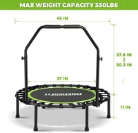 ONETWOFIT összecsukható fitness trampolin felnőtteknek, 101-114cm, csendes edzés 2