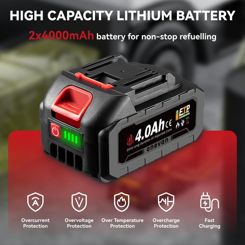 ONEVAN Elektromos Dízel Szivattyú 4000mAh Akkumulátorral 90L/min
