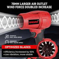 ONEVAN Turbo Akkumulátoros Fúvó 2x6000mAh, 28000 RPM Kefe Nélküli Motor, Levél Hó Por Fúváshoz 2