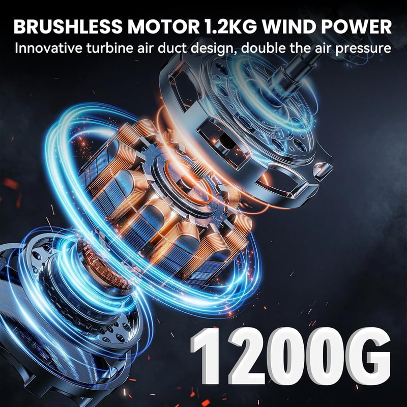 ONEVAN Turbo Akkumulátoros Fúvó 2x6000mAh, 28000 RPM Kefe Nélküli Motor, Levél Hó Por Fúváshoz