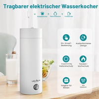 ONEVER 400 ml Prenosná cestovná rýchlovarná kanvica 3 v 1, mini elektrická kanvica s automatickým vypnutím 2