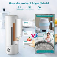 ONEVER 400 ml Prenosná cestovná rýchlovarná kanvica 3 v 1, mini elektrická kanvica s automatickým vypnutím 7