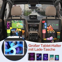 Oneyus Organizér na autosedadlo s 10 vreckami, vodeodolný, materiál 600D Oxford, organizér na zadné sedadlo pre 11-palcový tablet, pre deti, čierny 6