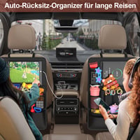 Oneyus Organizér na autosedadlo s 10 vreckami, vodeodolný, materiál 600D Oxford, organizér na zadné sedadlo pre 11-palcový tablet, pre deti, čierny 7