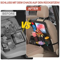 Oneyus Organizér na autosedadlo s 10 vreckami, vodeodolný, materiál 600D Oxford, organizér na zadné sedadlo pre 11-palcový tablet, pre deti, čierny 5