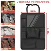 Oneyus Organizér na autosedadlo s 10 vreckami, vodeodolný, materiál 600D Oxford, organizér na zadné sedadlo pre 11-palcový tablet, pre deti, čierny 2