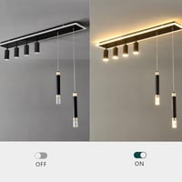 Oninio 110 cm Modern Mennyezeti Lámpa - Fényerőszabályozós Függőlámpa Távirányítóval, 50W Csillár Konyhába, Étkezőbe, Hálószobába, Fekete Ak 4