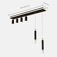 Oninio 110 cm Modern Mennyezeti Lámpa - Fényerőszabályozós Függőlámpa Távirányítóval, 50W Csillár Konyhába, Étkezőbe, Hálószobába, Fekete Ak 3