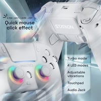 Controller wireless Oniverse Starion pentru PS5/PC/Steam Deck – Joystick și trăgaci cu efect Hall, butoane macro programabile, butoane L4/R4, touchpad, anti-drift, Bluetooth/USB-C – Alb 6