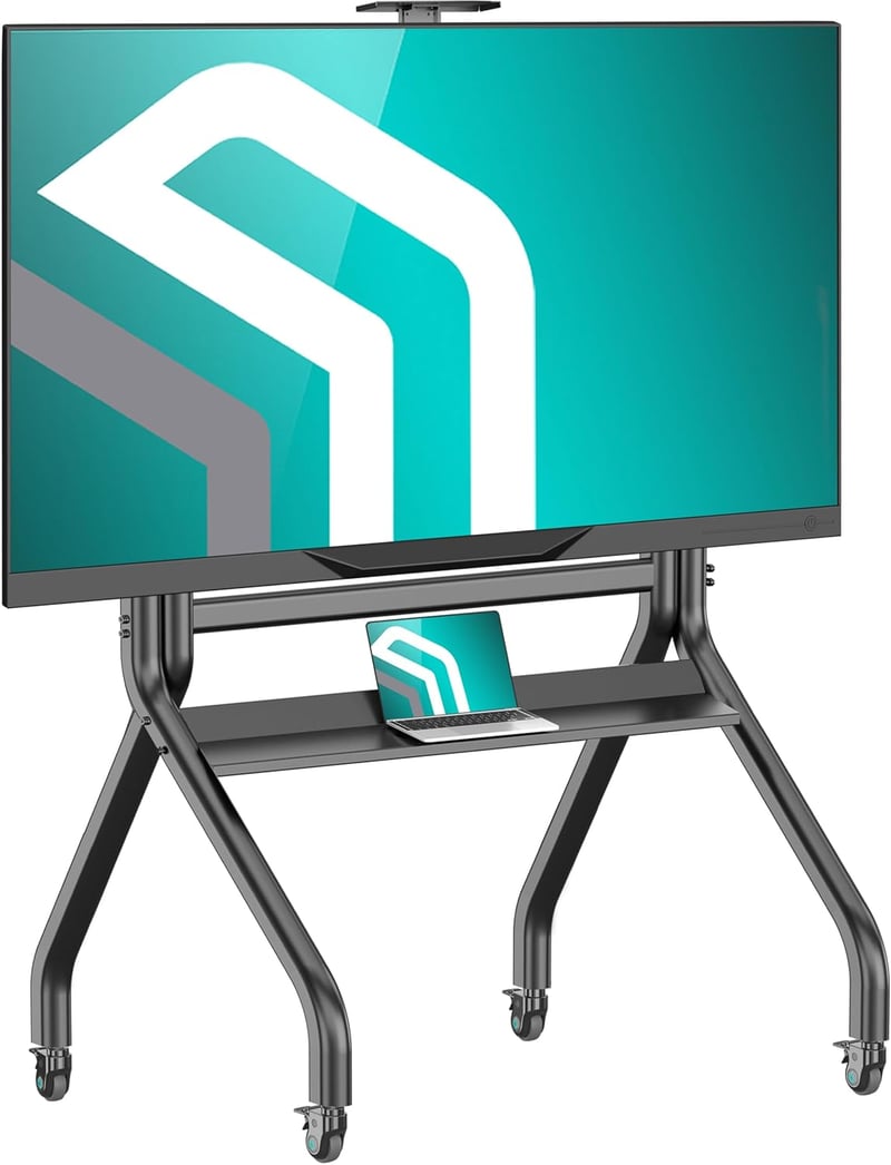 ONKRON TS2080-B Mobil TV Állvány 60-120 Colos Televíziókhoz, 150 kg Teherbírás, Állítható Magasság, VESA 1000x600, Görgős Kerekes TV Tartó F