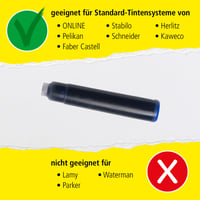 Rezerve de cerneală standard Online pentru stilou și roller, 6 buc., albastru regal, ștergibile, universale 4