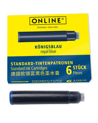 Rezerve de cerneală standard Online pentru stilou și roller, 6 buc., albastru regal, ștergibile, universale 1