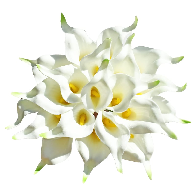 ONLY ART Floare artificială Calla albă, 20 buc. – 34 cm, floare din spumă PU cu tijă flexibilă pentru decorațiuni de nuntă, casă și Ziua Îndrăgostiților