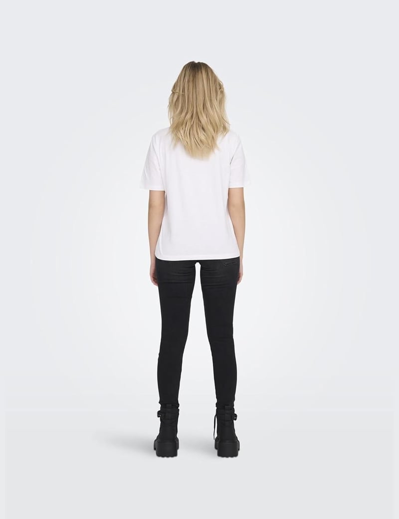ONLY Női T-Shirt Klasszikus Pamut Póló Nőknek - XS, White