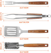 onlyfire 4 részes grillezés szett - fogó, spatula, húsvilla, kefe hosszú nyéllel 2