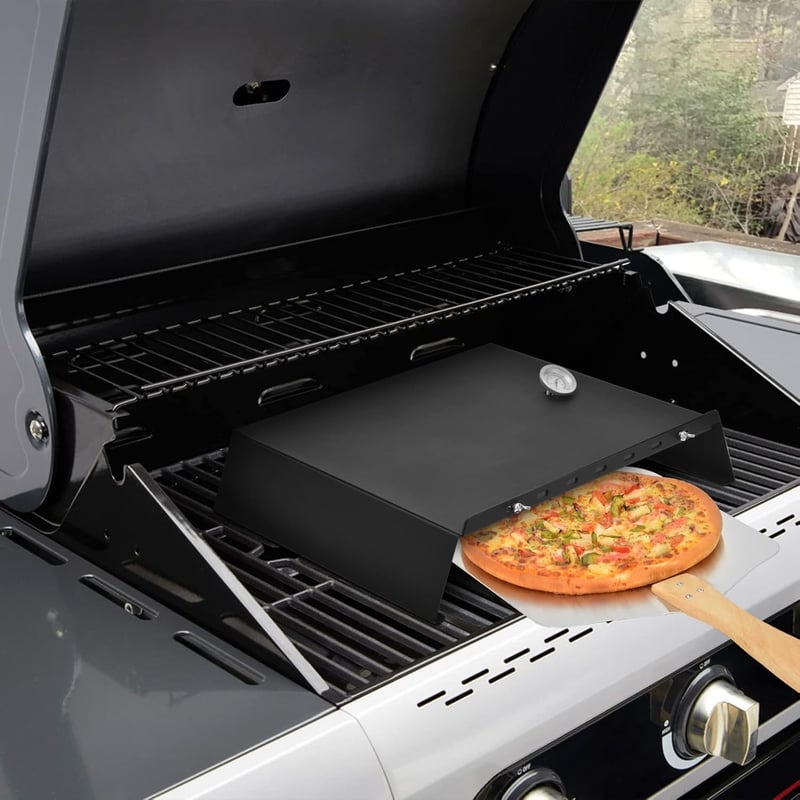 onlyfire Állítható Pizzasütő Feltét Hőmérővel 53-78 cm - Gázgrillhez Használható Pizzakészítő Búra Kerti Sütéshez