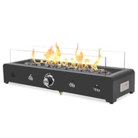 onlyfire plynový stolový krb 6,5 kW, s lávovými kameňmi a sklenenou zábranou proti vetru, 72 cm - čierny 7