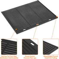 Onlyfire Öntöttvas Grilllemez 48,5x40cm Univerzális Grill Lap Fordítható 4