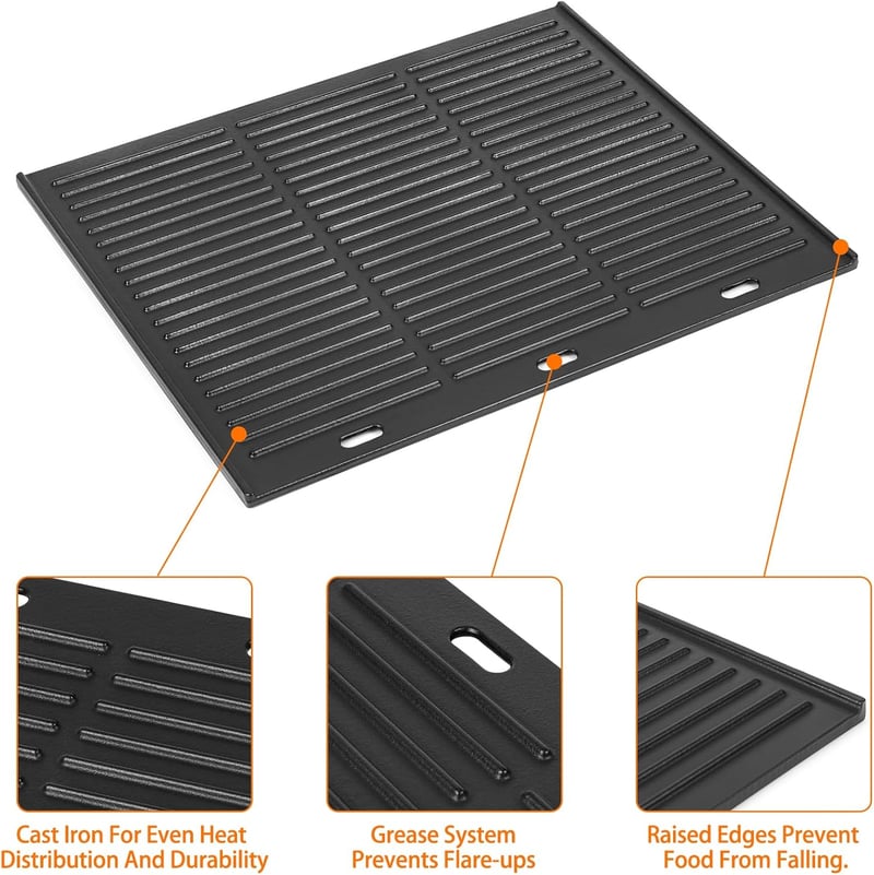 Onlyfire Öntöttvas Grilllemez 48,5x40cm Univerzális Grill Lap Fordítható