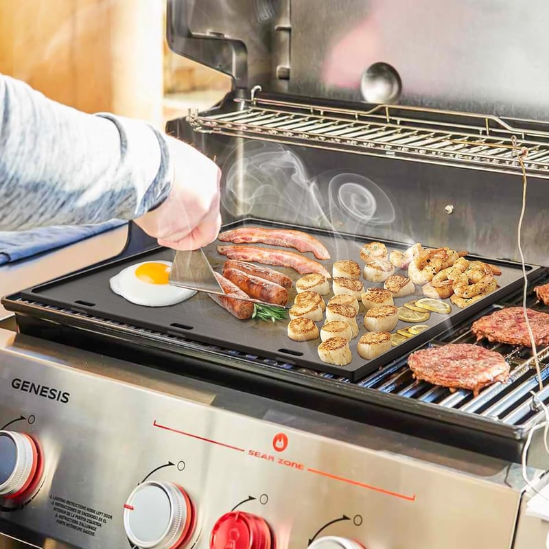 Onlyfire Öntöttvas Grilllemez 48,5x40cm Univerzális Grill Lap Fordítható