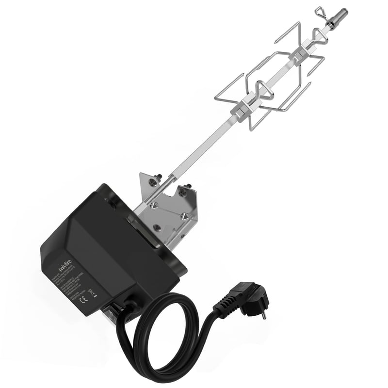 Set de frigărui pentru grătar din oțel inoxidabil onlyfire pentru grătarele pe gaz Weber Spirit I și II seria 200/300, 2 clești pentru carne, motor 220V-240V, suport pentru motor.
