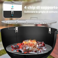 Set de copt pizza din oțel inoxidabil onlyfire, inel pentru pizza pentru grătar tip kettle Weber de 57 cm, pentru grătar cu cărbuni 4