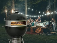 Set de copt pizza din oțel inoxidabil onlyfire, inel pentru pizza pentru grătar tip kettle Weber de 57 cm, pentru grătar cu cărbuni 6