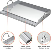 onlyfire Rozsdamentes Acél Plancha Grillezéshez, Grill Lap 62,8x40,6 cm 3