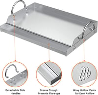 onlyfire Rozsdamentes Acél Plancha Grillezőlap 51x32 cm Gázgrill és Széngrillhez 2
