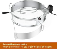 Onlyfire rozsdamentes acélból készült pizzagyűrű szett rotisszériás nyárssal Weber 57cm-es grillhez 2