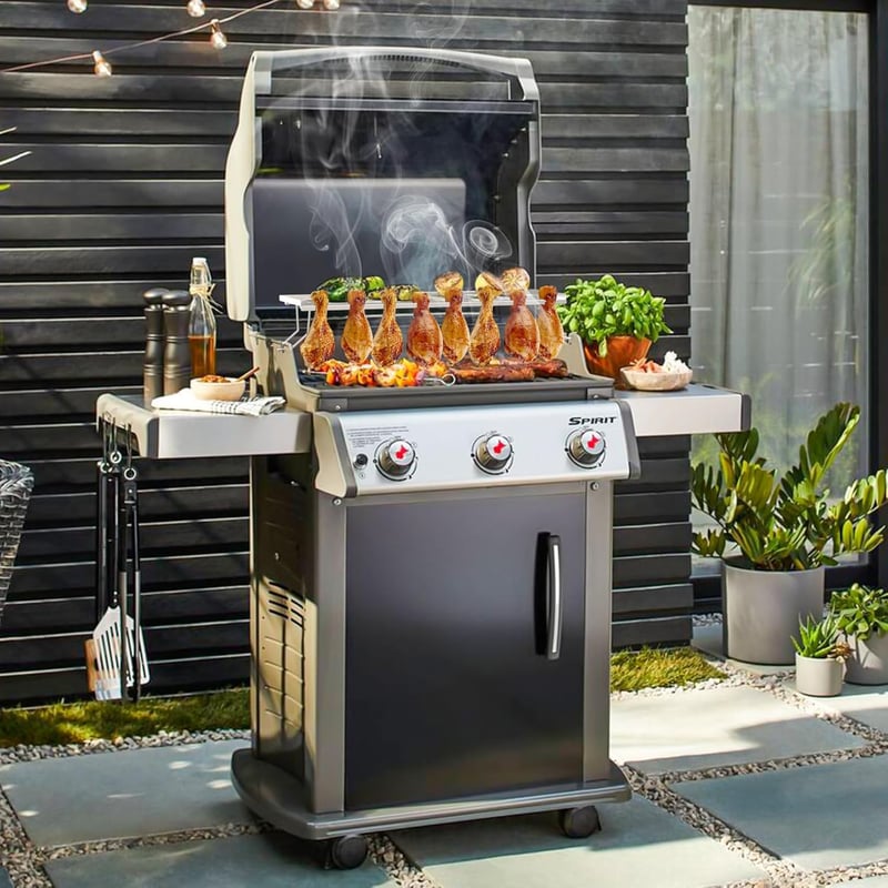 onlyfire Rozsdamentes Melegítő Rács Weber Spirit 300 Sorozathoz, 2in1 Csirkecomb Grill Állvány - 57×17×10cm