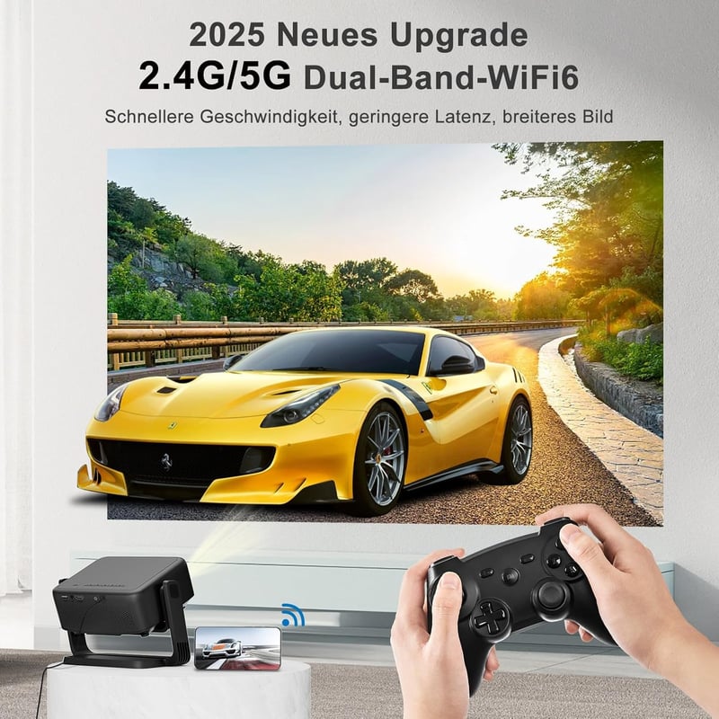 ONOAYO 4K Mini Projektor 25000 Lumen WiFi6 Bluetooth Otthoni Moziba