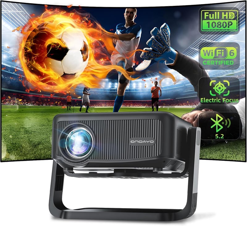 ONOAYO 4K Mini Projektor 25000 Lumen WiFi6 Bluetooth Otthoni Moziba