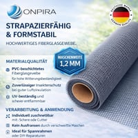 ONPIRA Sieťka proti hmyzu na okno zo sklených vlákien 120x120 cm Sivá sieťka proti hmyzu a komárom na balkón a okno priedušná ochrana proti hmyzu 4