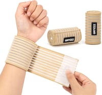 ONTYZZ Csuklórögzítő Pánt 1 Pár - 40 cm Bézs Elasztikus Csuklószorító Edzéshez, Súlyemeléshez, Edzőtermi Sportokhoz, Bandázs 1
