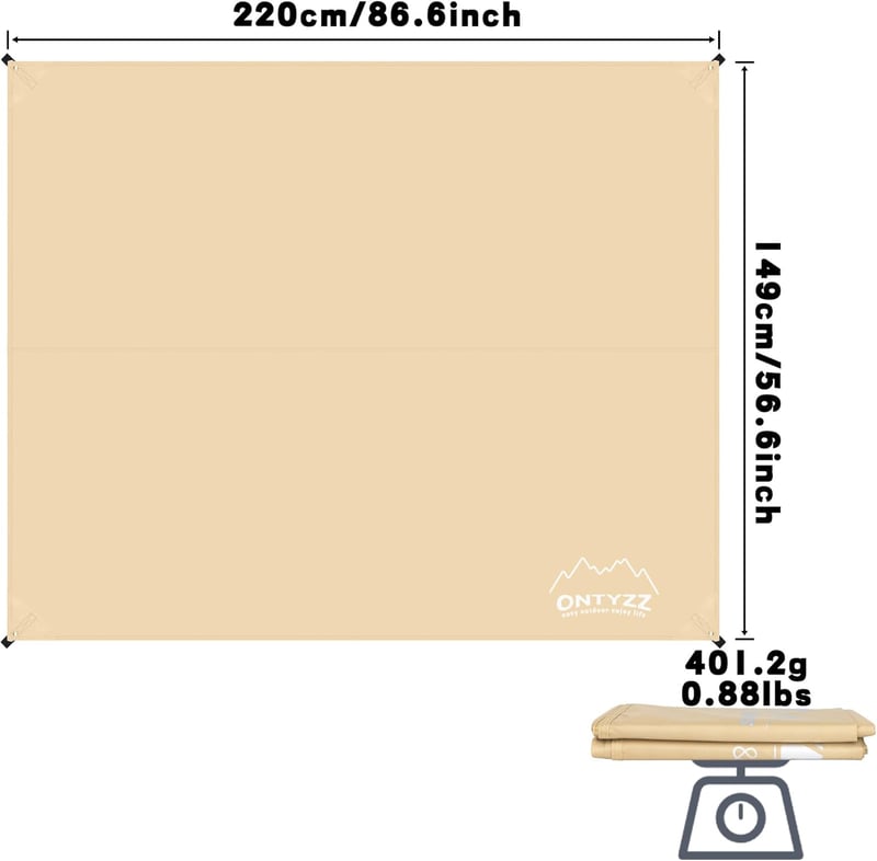ONTYZZ vízálló sátortalp ultralight tarpaulin eyelets-sel kempinghez, 1.5x2.2m