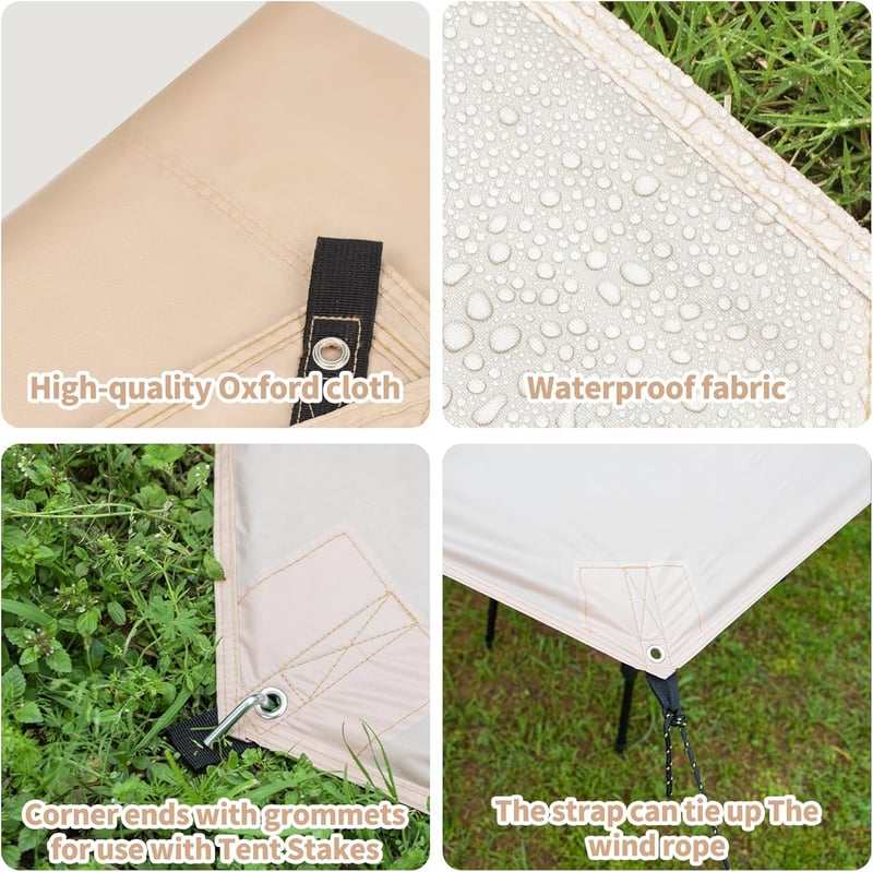 ONTYZZ vízálló sátortalp ultralight tarpaulin eyelets-sel kempinghez, 1.5x2.2m