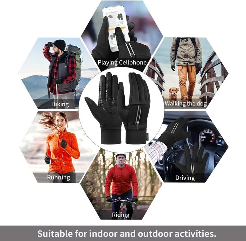 OOPOR Kerékpáros Kesztyű Férfi Érintőképernyős Téli Kesztyű Unisex Szélálló Csúszásmentes Futás Bicikli Fitness Motoros MTB
