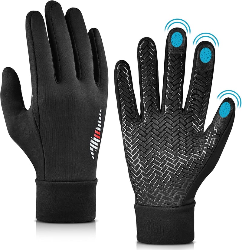OOPOR Téli Kerékpáros Kesztyű Férfi Érintőképernyős Vízálló Szélálló Fekete Unisex Futó Kesztyű Outdoor Sport MTB Motor