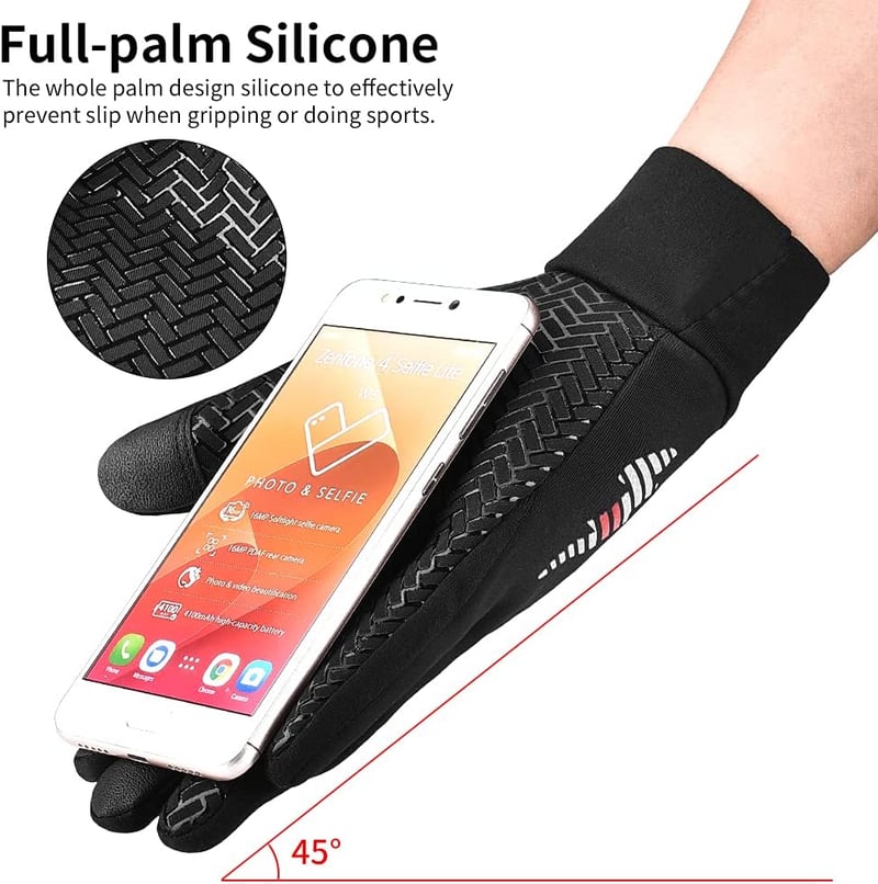 OOPOR Téli Kerékpáros Kesztyű Férfi Érintőképernyős Vízálló Szélálló Fekete Unisex Futó Kesztyű Outdoor Sport MTB Motor