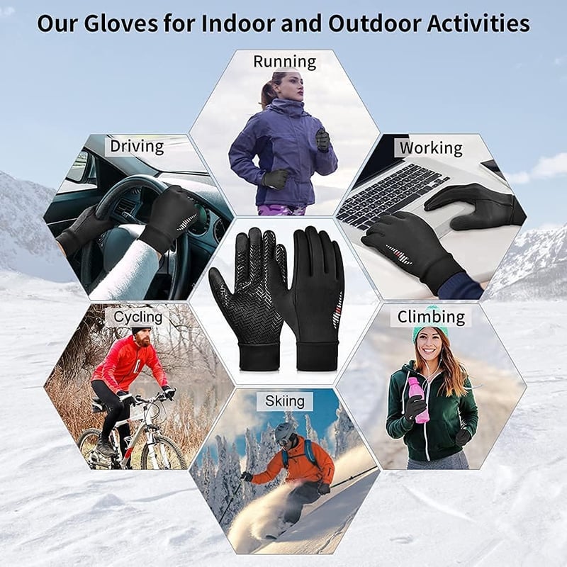 OOPOR Téli Kerékpáros Kesztyű Férfi Érintőképernyős Vízálló Szélálló Fekete Unisex Futó Kesztyű Outdoor Sport MTB Motor