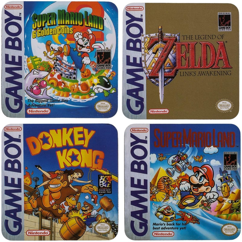 ootb Gameboy Classic Nintendo set podmetača za čaše – 4 komada, poklon za retro gamere, 100x100x4 mm