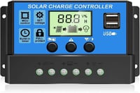 OOYCYOO 20A napelemes töltésvezérlő 12V/24V LCD kijelzővel és USB porttal 1