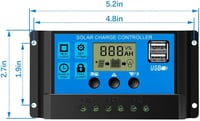 OOYCYOO 20A napelemes töltésvezérlő 12V/24V LCD kijelzővel és USB porttal 2